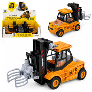 Construction Vehicle Forklift With Adjustable Gripper Lights Sounds Yellow 1:43