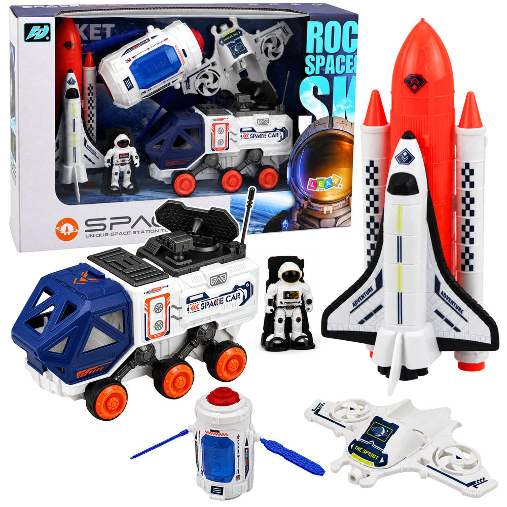 Svemirska raketa za igru sa svemirskim vozilom i astronautom - plavo/bijelo/narančasti
