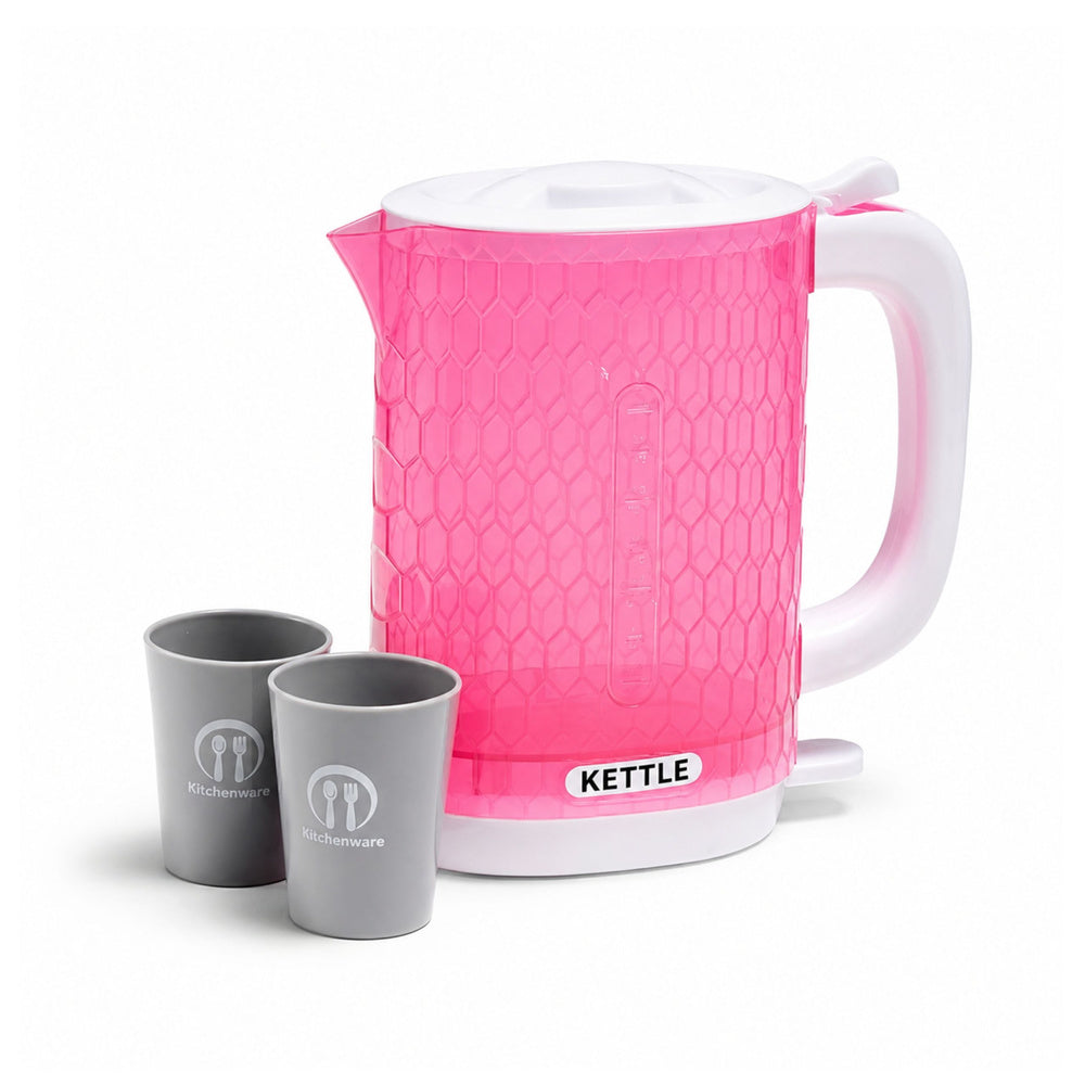 Children's Kettle with Cups Set Cooking Sounds Lights Pink
