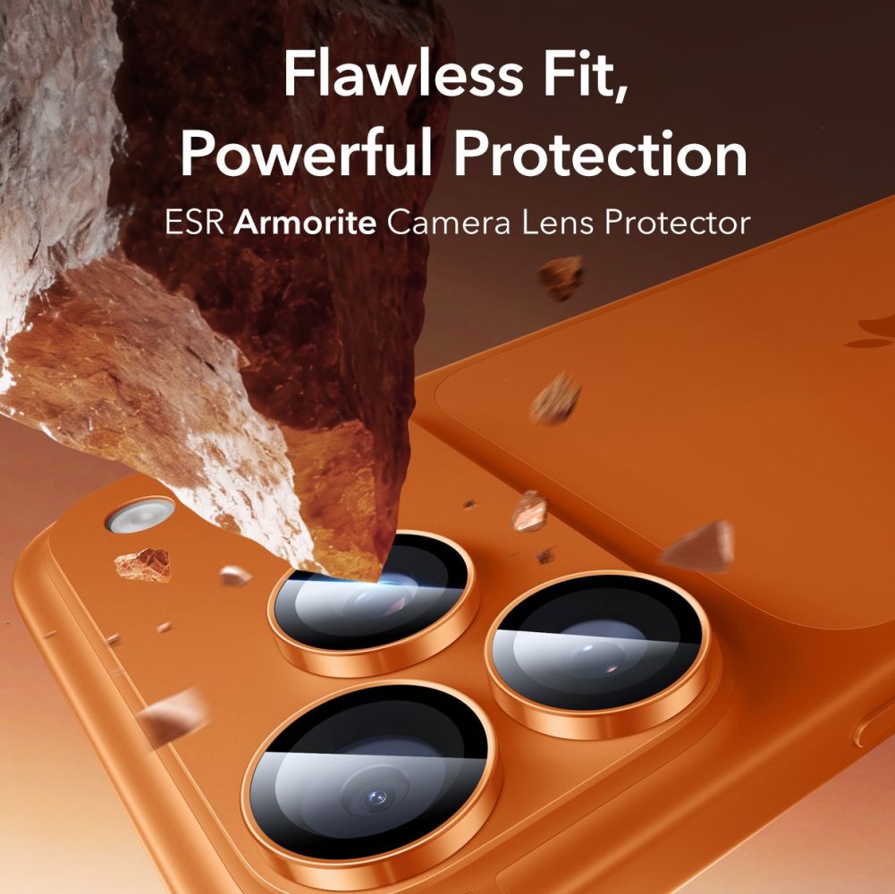 ESR Armorite zaštitno staklo za kameru za iPhone 17 Pro / Max / 15 Pro / Max / 16 Pro / Max - narančasto
