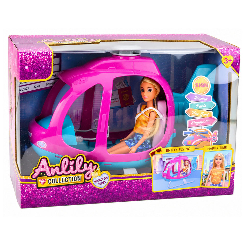 Anlily Doll Set Large Helicopter Movable Propellers Purple Set