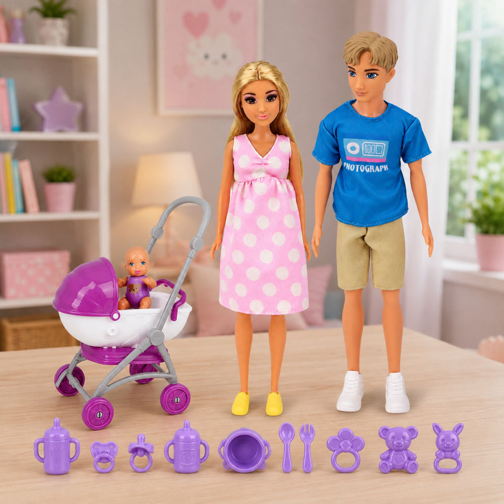 Anlily Pregnant Dolls Family Baby Child Stroller Accessories