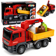 Truck Crane Garbage Sorting Containers Lights Sound Red