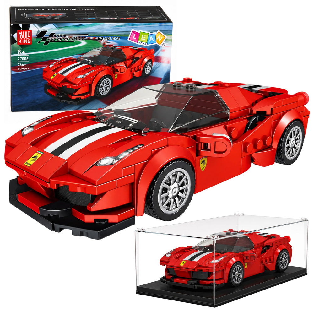 Construction Bricks Sports Car Racing Display Case Red 364 pcs.