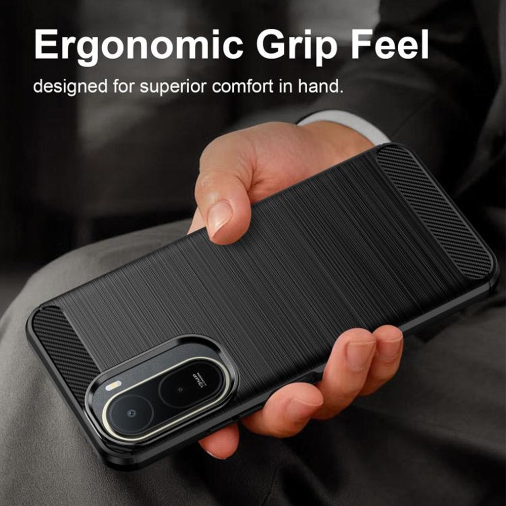 Techsuit Carbon Silicone maska za Xiaomi Redmi A7 Pro 4G – crna