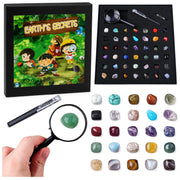 Set of Mineral Stones Natural Crystals Collection Magnifying Glass Pen 43 pcs.