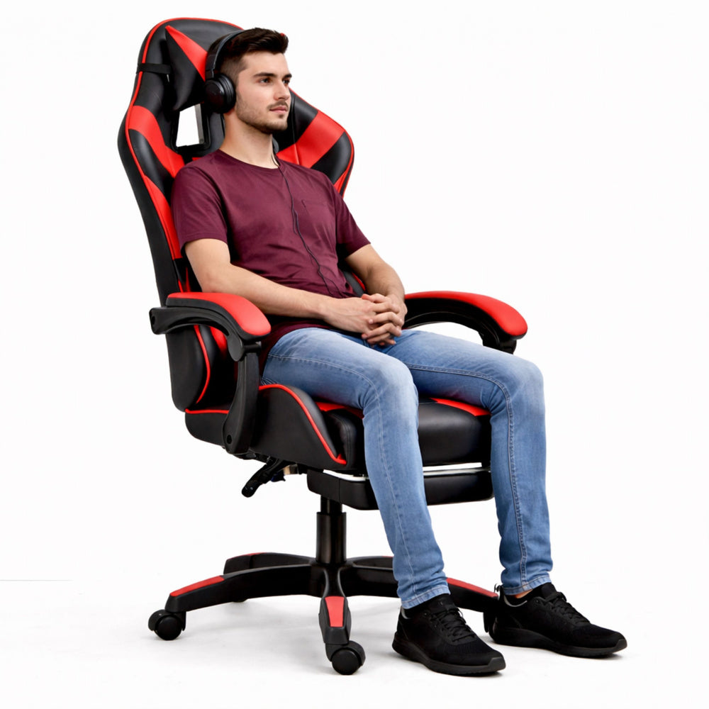 Gaming stolica sa osloncem za noge LE TOY - crvena