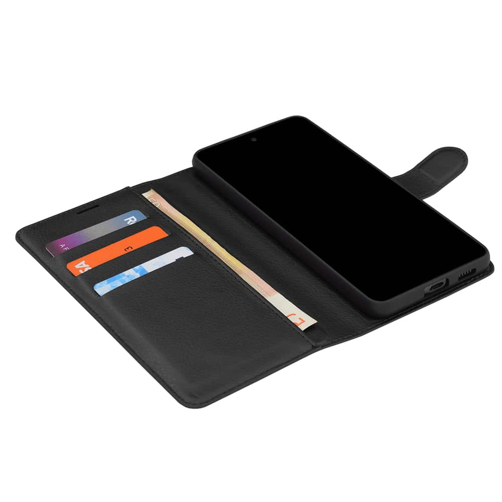 Techsuit Leather Folio preklopna maska za Honor 600 / 600 Pro – crna