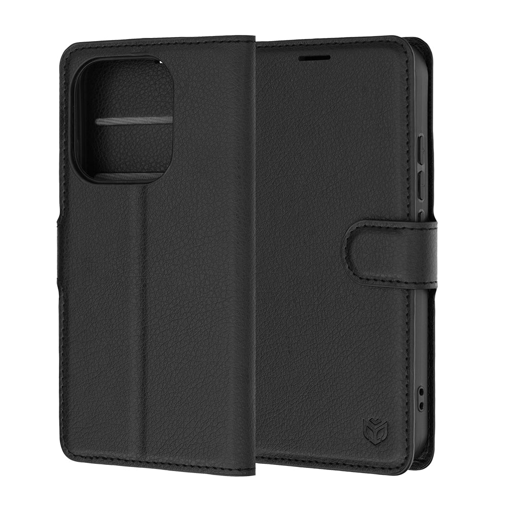 Techsuit Leather Folio preklopna maska za Xiaomi 17 – crna