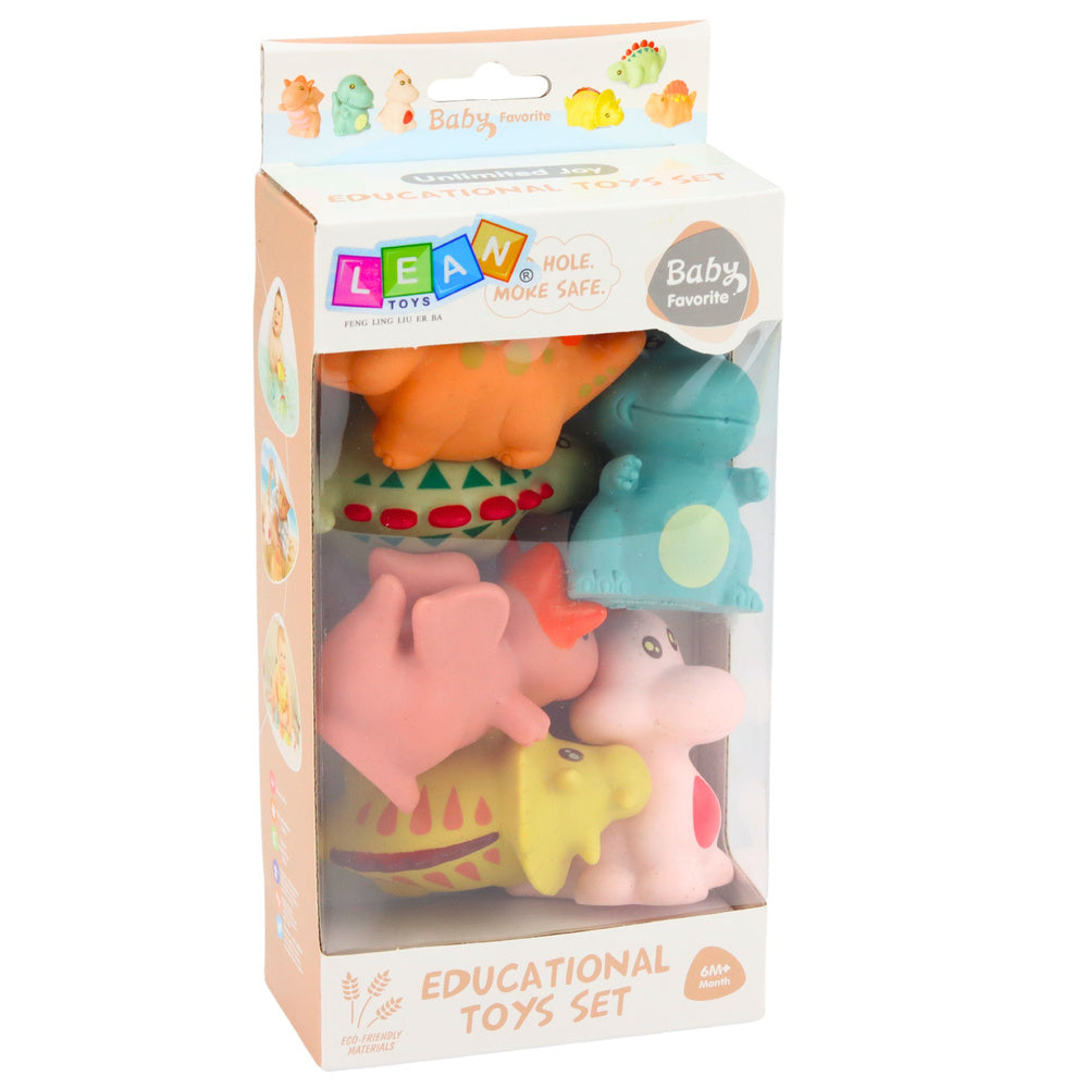 Set of educational rubber dinosaurs for bathing, pastel games, 6 pcs.
