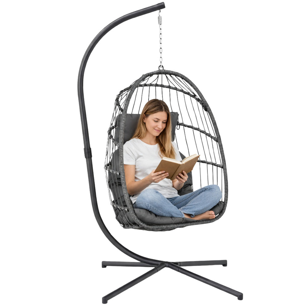 Viseća stolica jaje s jastucima Cocoon - siva