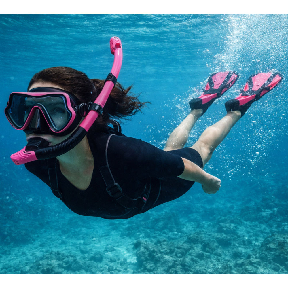 Set za ronjenje i snorkeling 4u1 S/M - roza