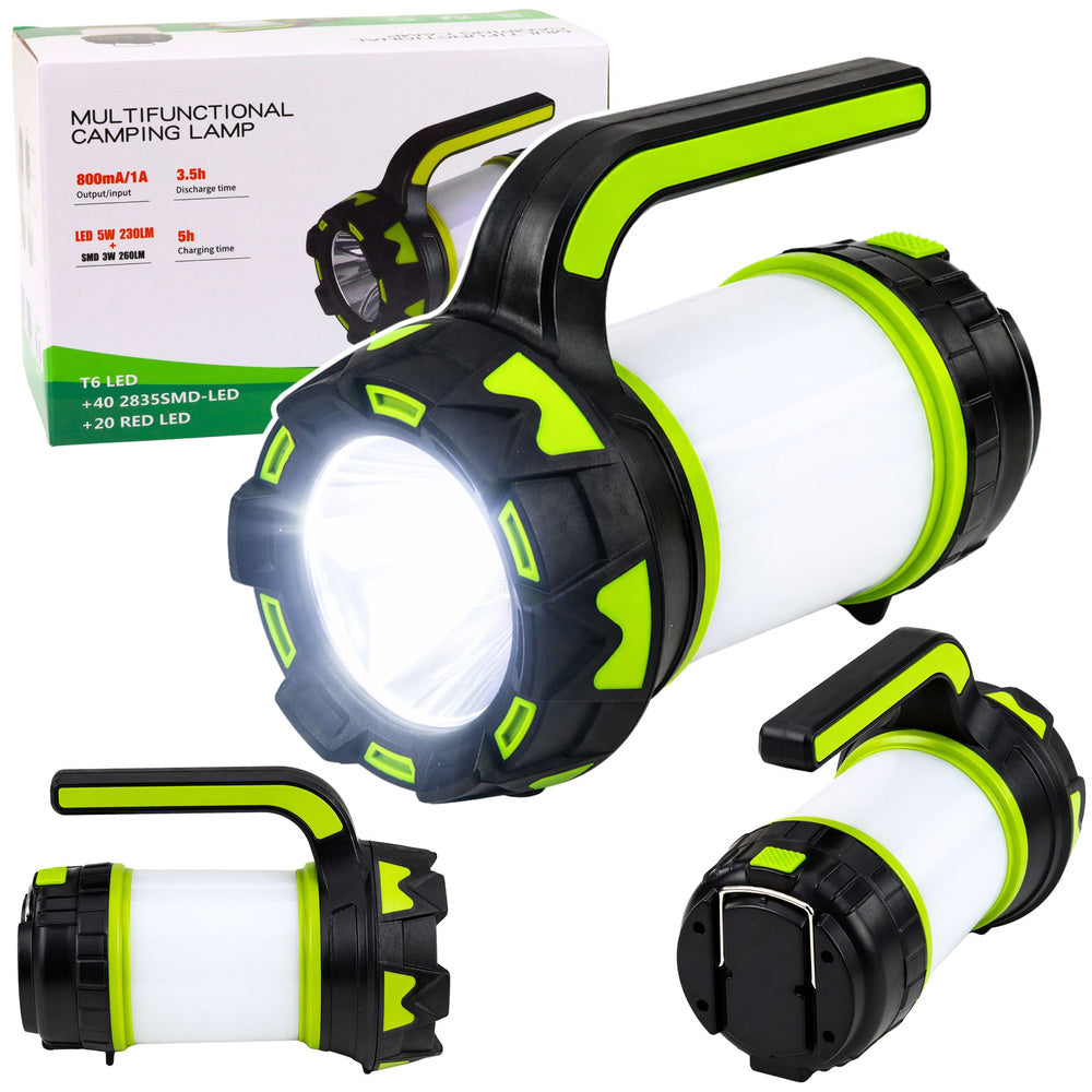 Višenamjenska LED lampa za kampiranje - crno/zelena
