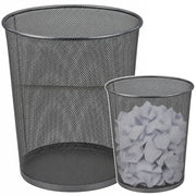 Office Waste Bin Metal Mesh Round Silver 19 L