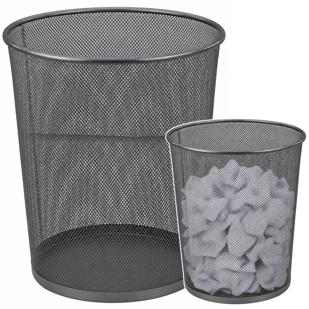 Office Waste Bin Metal Mesh Round Silver 19 L
