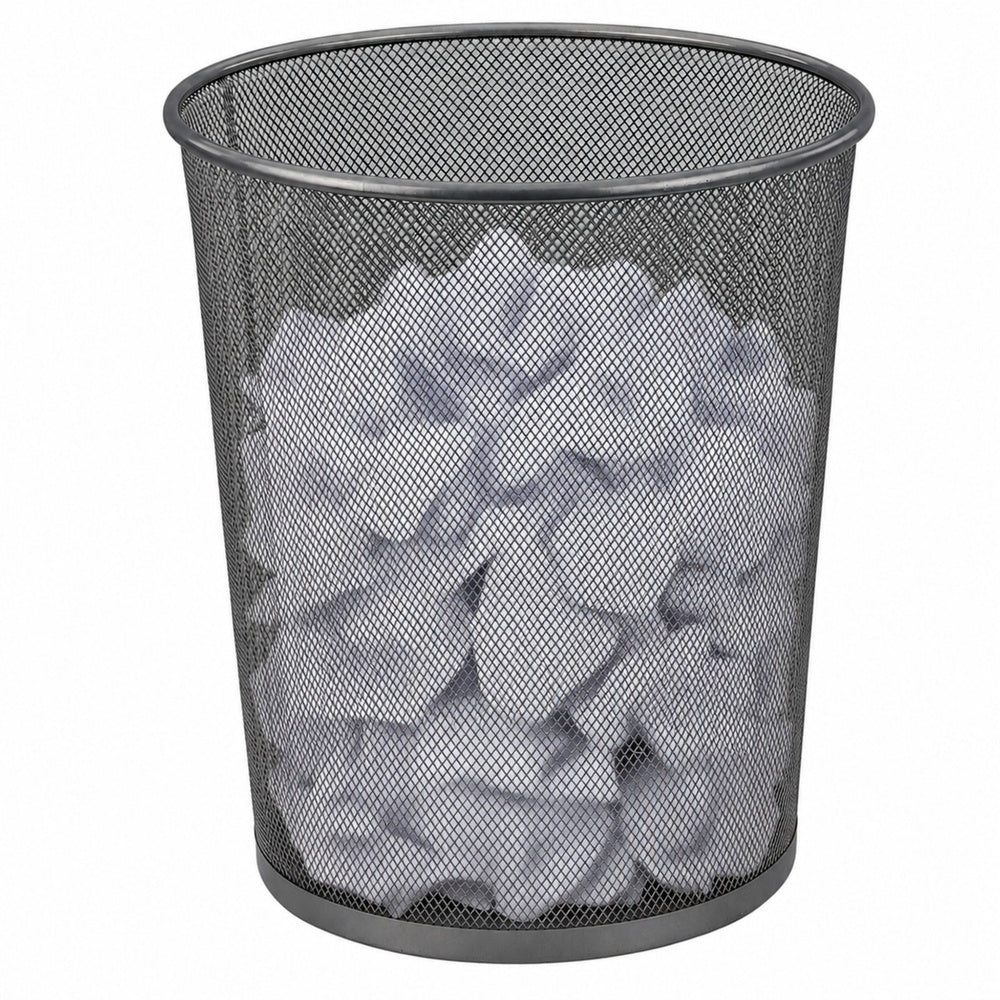 Office Waste Bin Metal Mesh Round Silver 19 L