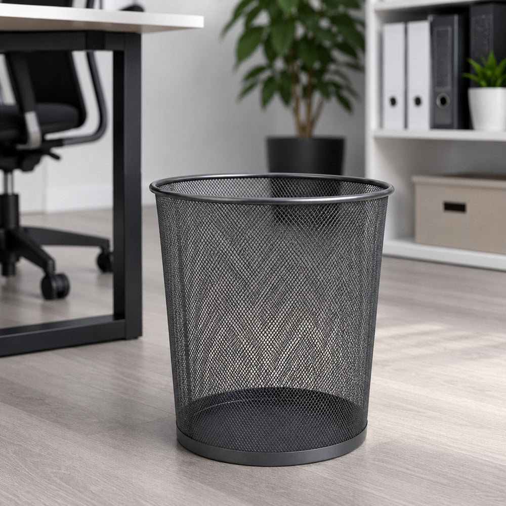 Office Waste Bin Metal Mesh Round Silver 19 L