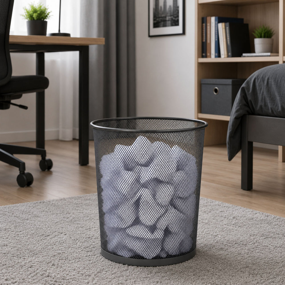 Office Waste Bin Metal Mesh Round Silver 19 L