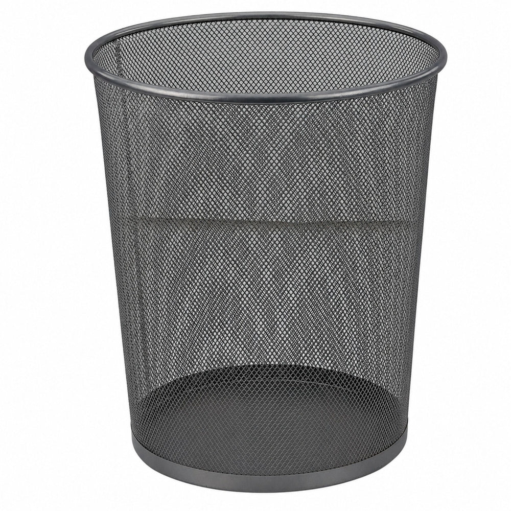 Office Waste Bin Metal Mesh Round Silver 19 L