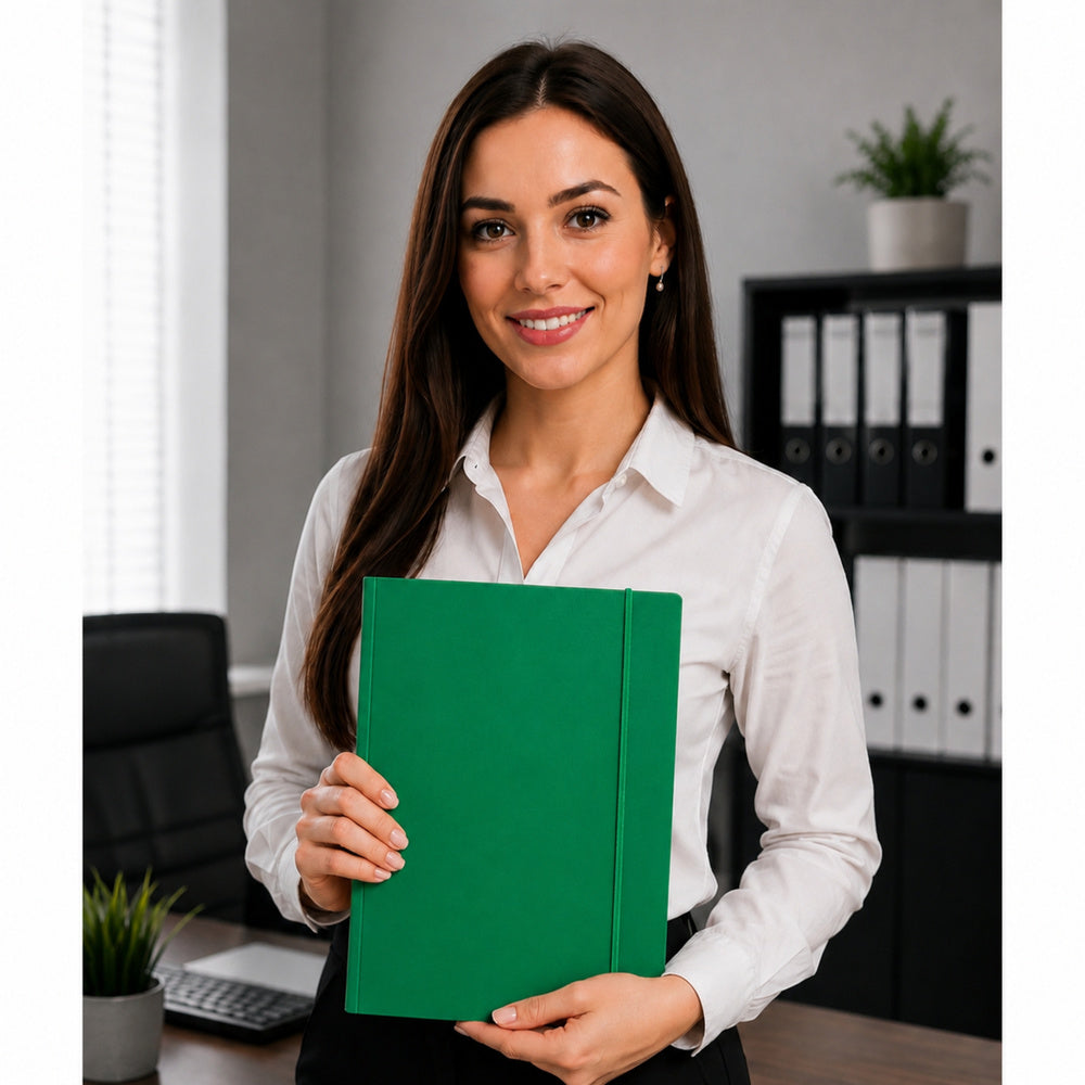 Cardboard Folder with Elastic Band, Lacquered, A4, 300 g/m2, Green