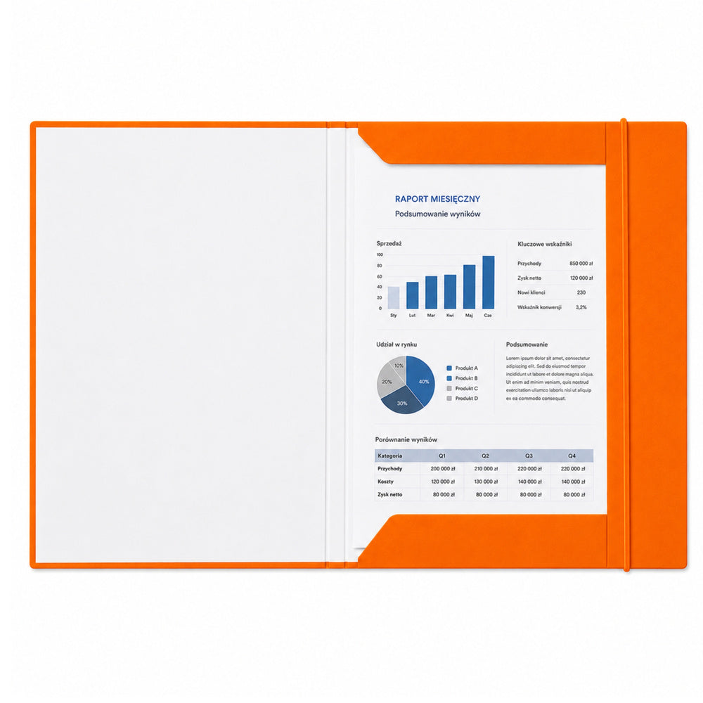 Cardboard Folder with Elastic Band, Lacquered, A4, 300 g/m2, Orange