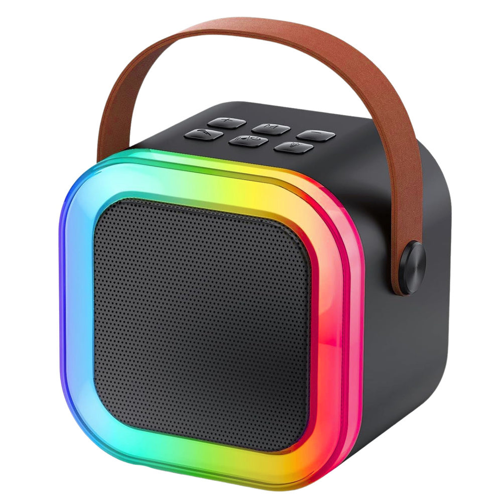 Karaoke Set Bluetooth Speaker Two Microphones LED Lights Black