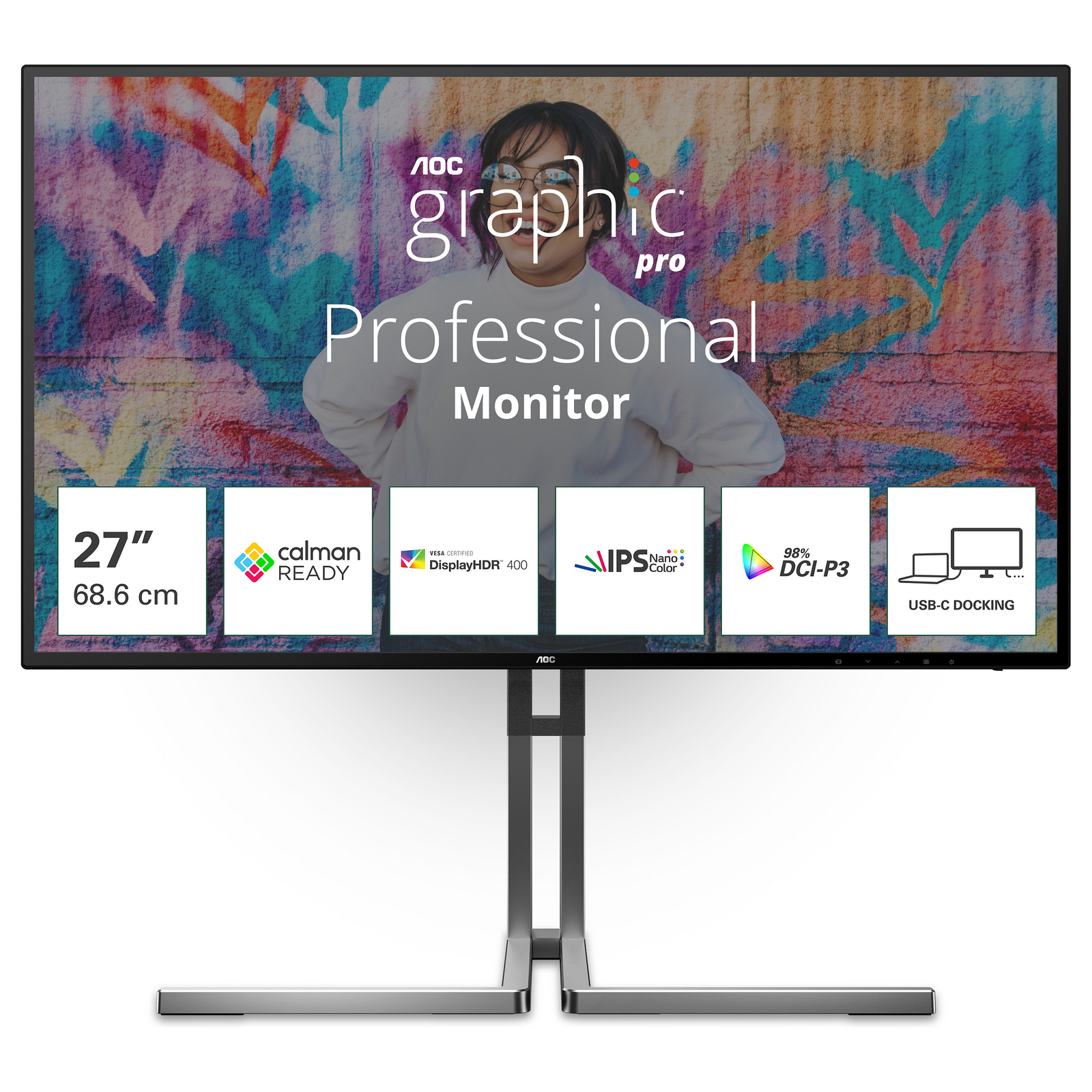 AOC U27U3CV računalni monitor 68,6 cm (27") 3840 x 2160 pikseli 4K Ultra HD LCD Crno