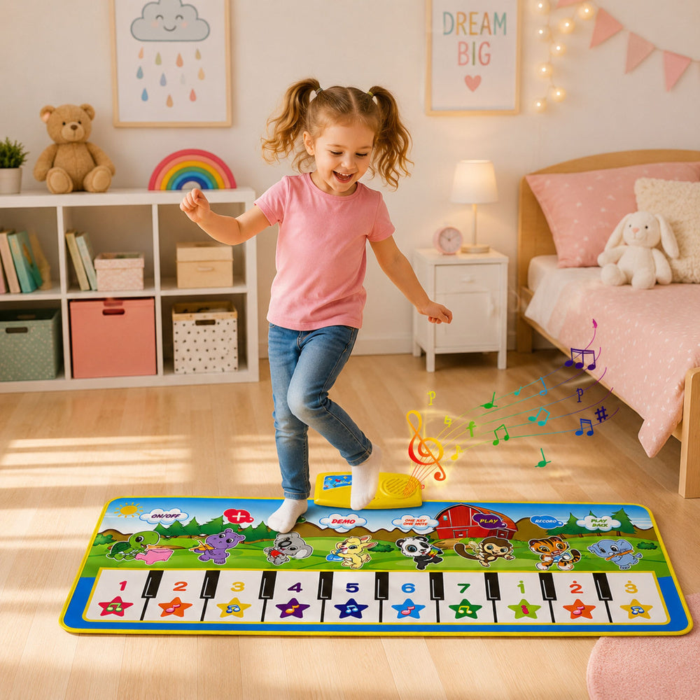 Edukativna plesna podloga s klavirom 100x36 cm - životinje