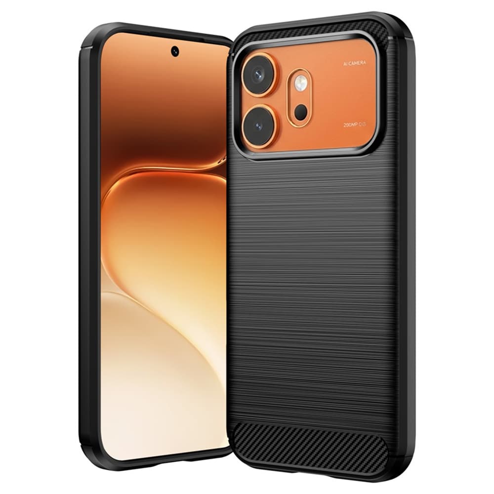 Techsuit Carbon Silicone maska za Honor 600 / 600 Pro – crna