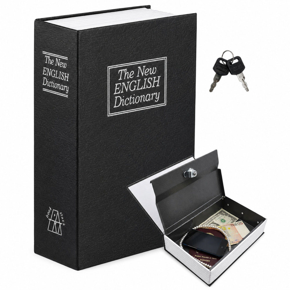 Book-shaped safe with key box, black, 24x15 cm