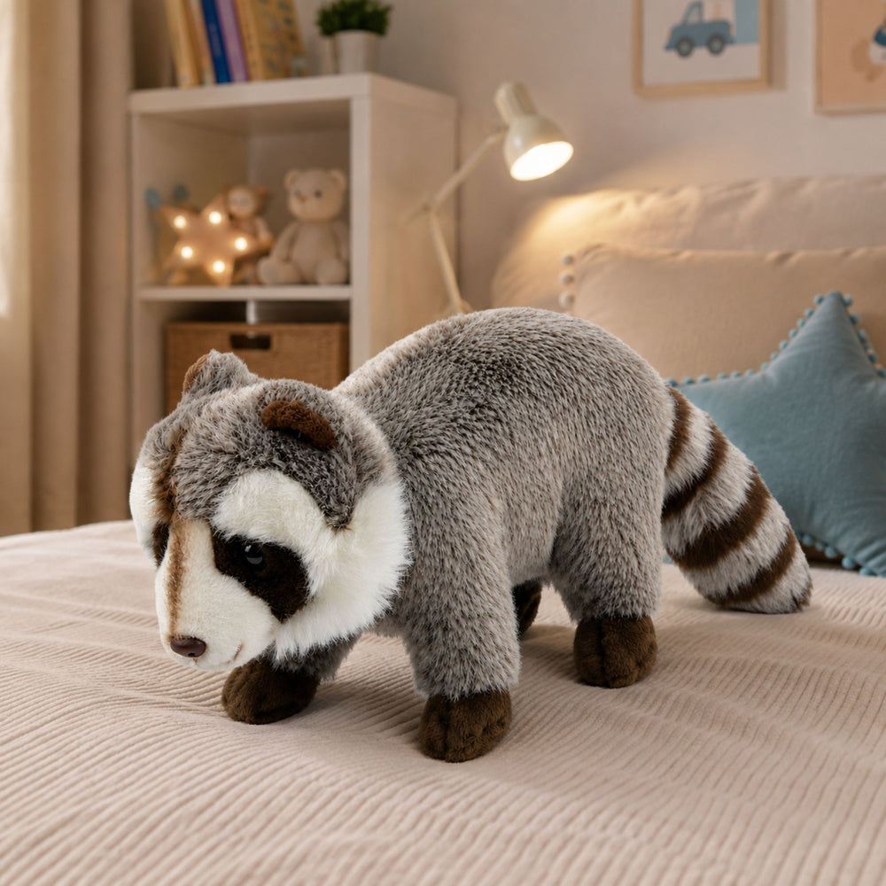 Plush Raccoon Mascot Cuddly Toy Realistic Gray 45 cm
