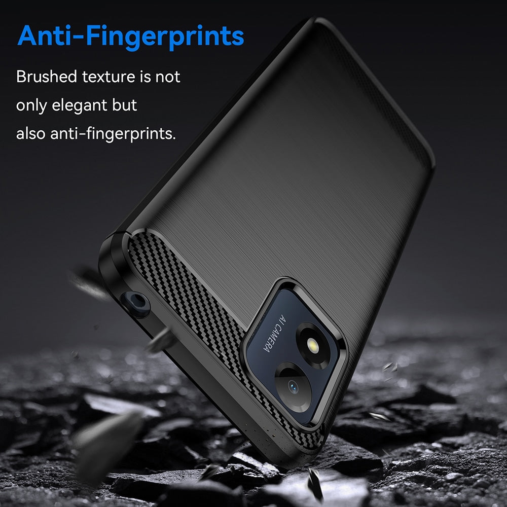 Techsuit Carbon Silicone maska za Motorola Moto E13 – crna