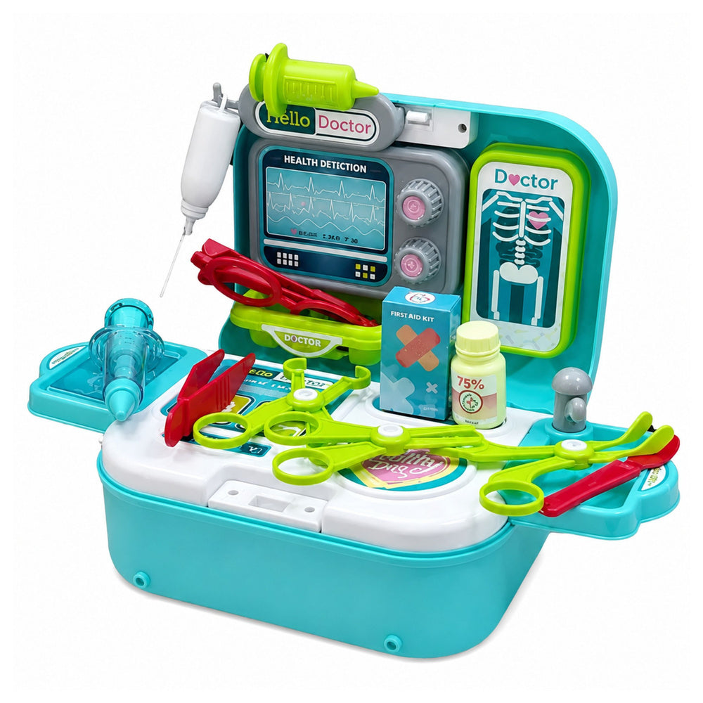 2-in-1 Medical Kit in a Case, Portable Doctor's Office, Accessories, Blue