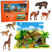 Set of Wild Animals Figures Fox Giraffe Hippo Deer Park 3D Board