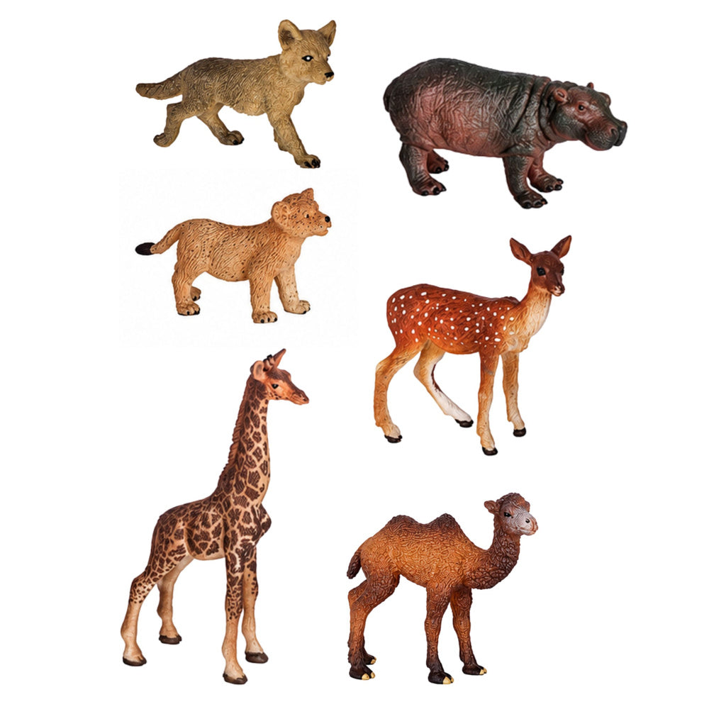 Set of Wild Animals Figures Fox Giraffe Hippo Deer Park 3D Board