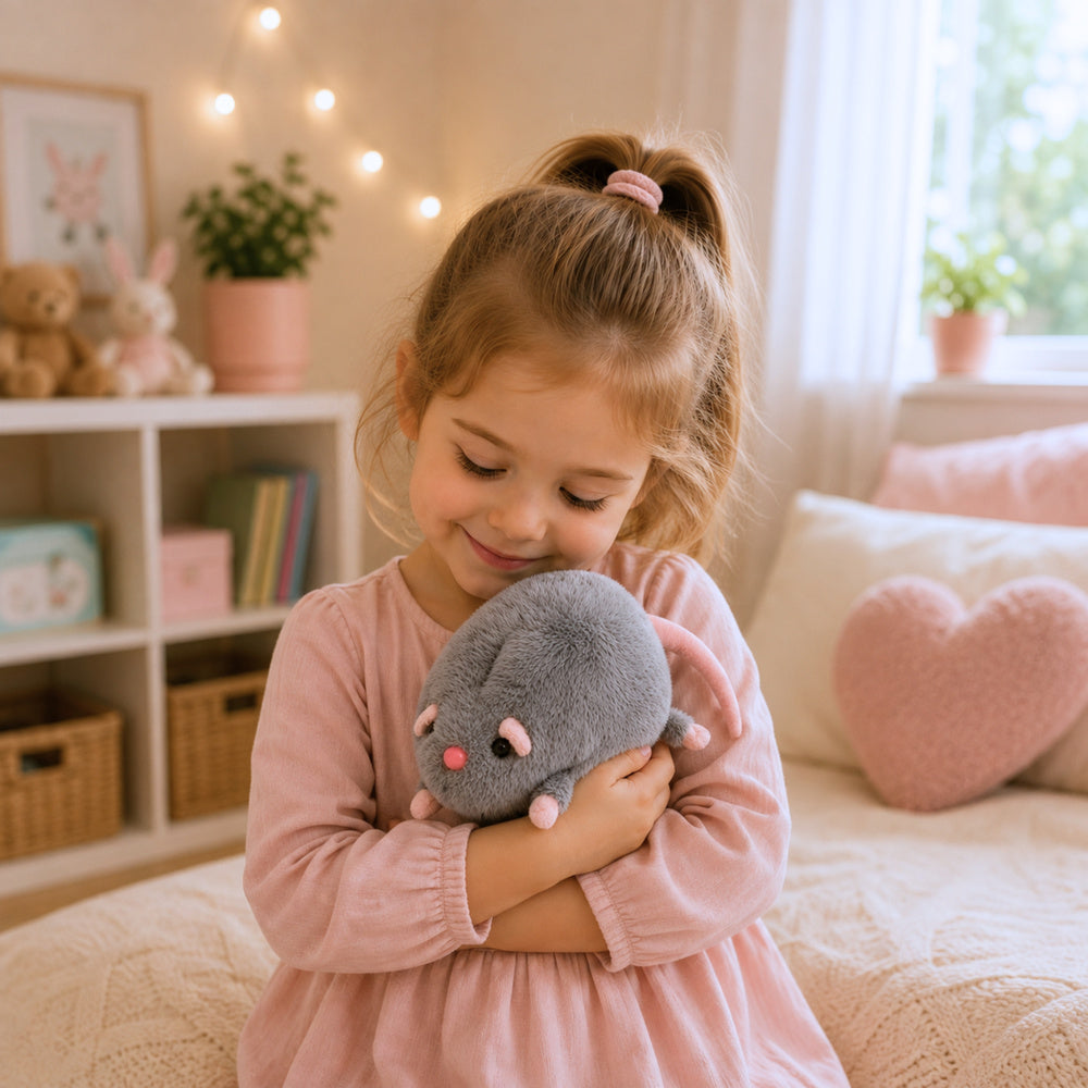 Plush Toy Rat with a Long Tail, Gray, 40cm