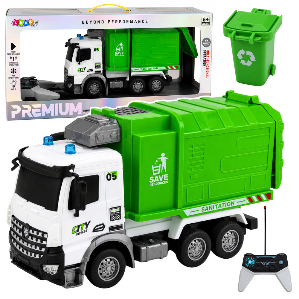Municipal Vehicle Remote Controlled Garbage Truck RC Container Bin Lights 1:14