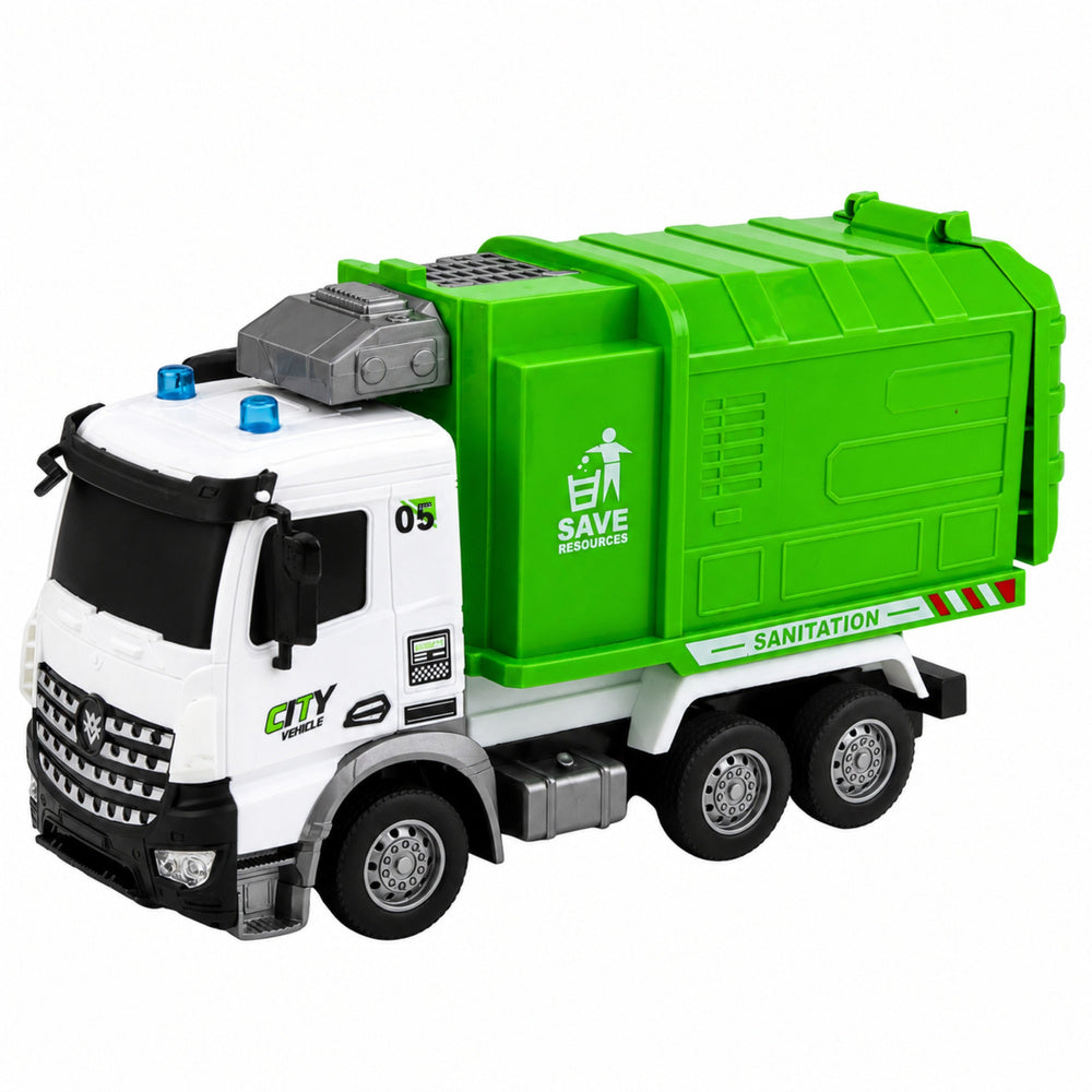 Municipal Vehicle Remote Controlled Garbage Truck RC Container Bin Lights 1:14