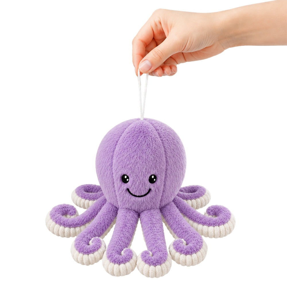 Plush Octopus Plush Toy with Suction Cup, Purple, 16 cm
