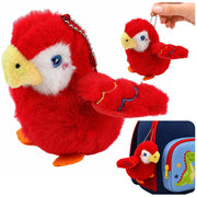 Plush Bird Parrot Mascot on a Keychain with a Pendant Red 9 cm