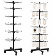 Rotating Display Shelf Hanger 6-Tier On Wheels Black 40x150cm