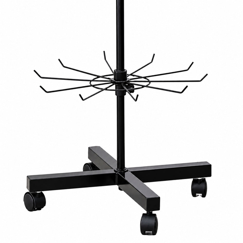 Rotating Display Shelf Hanger 6-Tier On Wheels Black 40x150cm