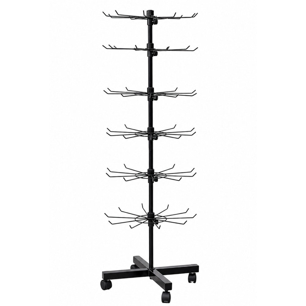 Rotating Display Shelf Hanger 6-Tier On Wheels Black 40x150cm