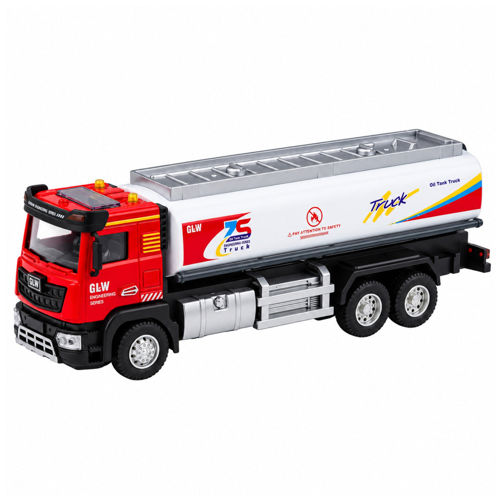 Tank Truck Metal Drive Lights Sounds Red and White 1:40