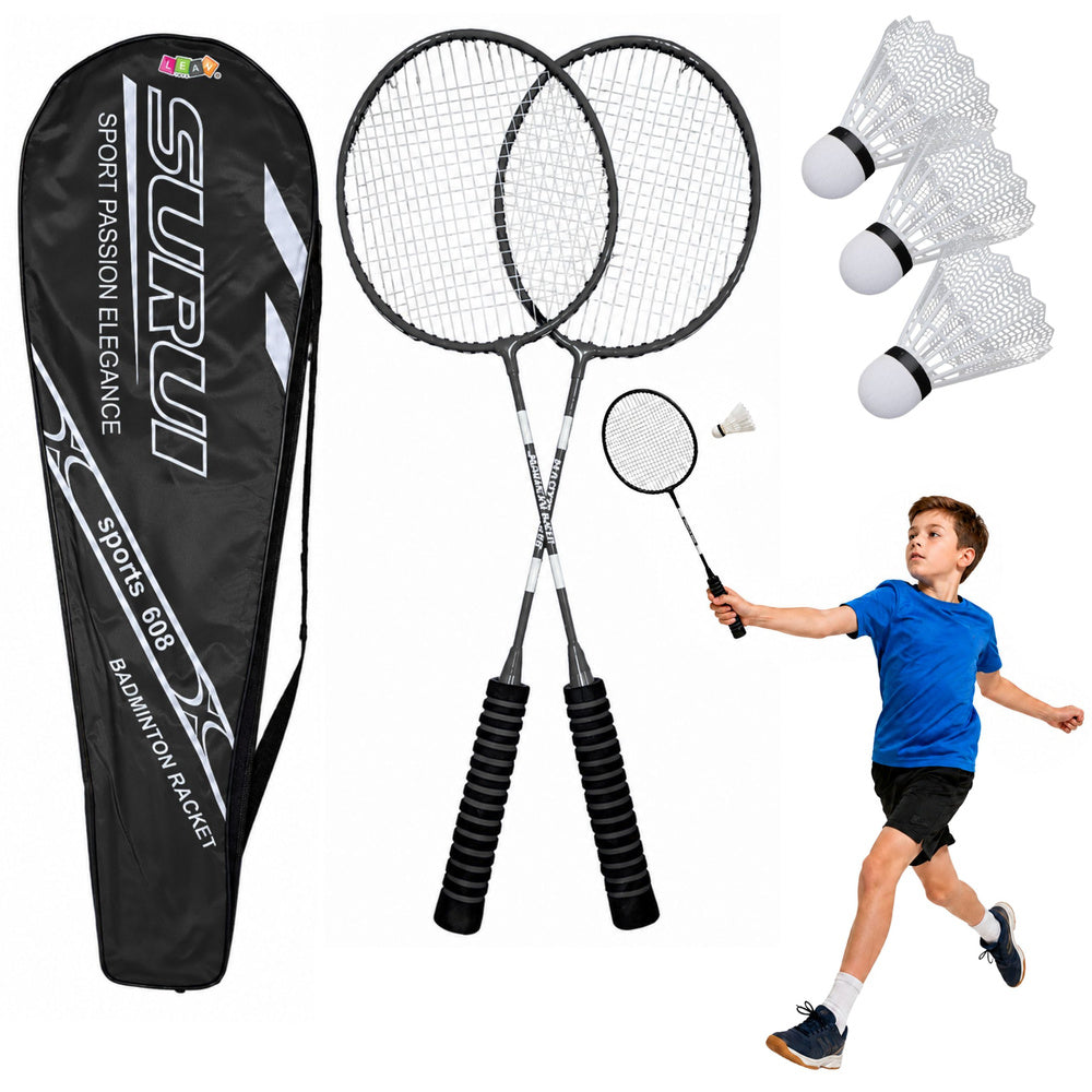 Reketi za badminton sa futrolom i lopticama 6u1 - crni