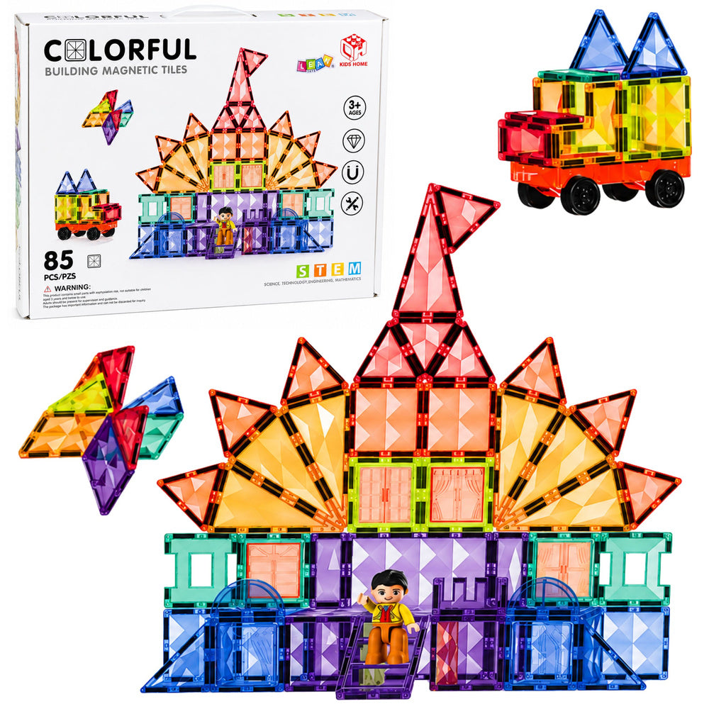 Magnetic Construction Blocks 3D Panels Creative STEM Colorful 85 pcs.