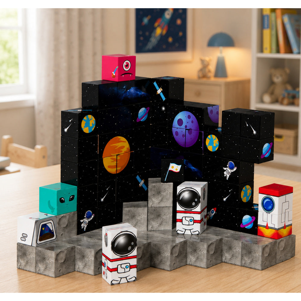 Set of Magnetic Blocks Cubes Cubes Pixels 3D Space 100 pcs.