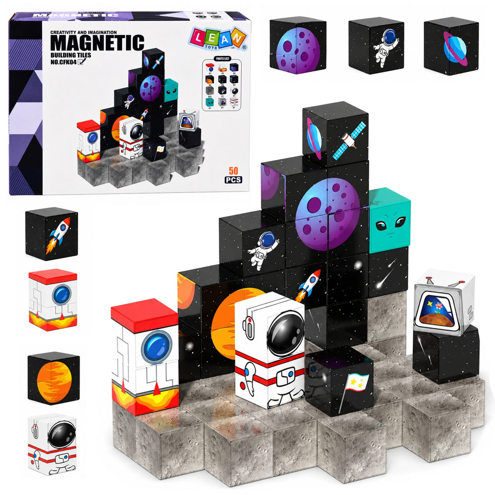 Set of Magnetic Blocks Cubes Cubes Pixels 3D Space 50 pcs.