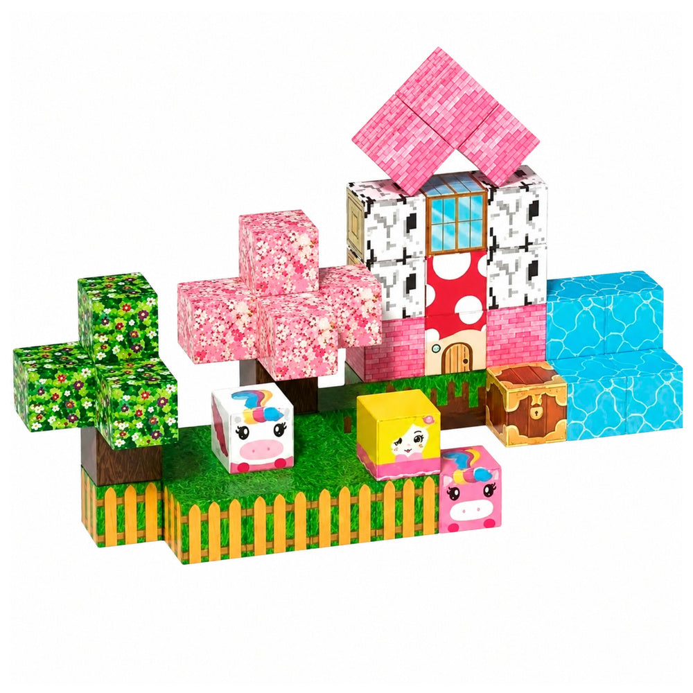 Set of Magnetic Blocks Cubes Cubes Pixels Unicorns 3D 50 pcs.