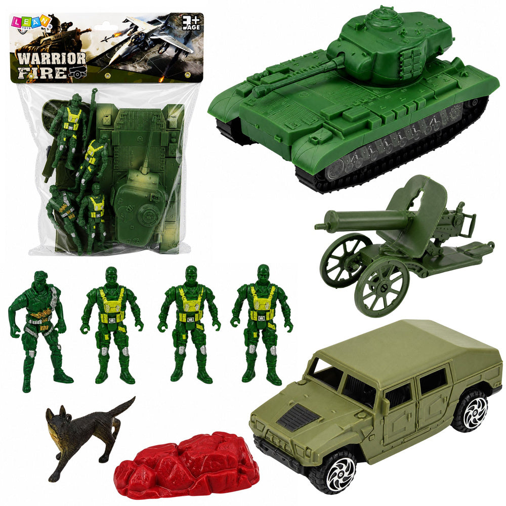 Military Set Soldiers Tank Vehicle Gun 13 pcs.